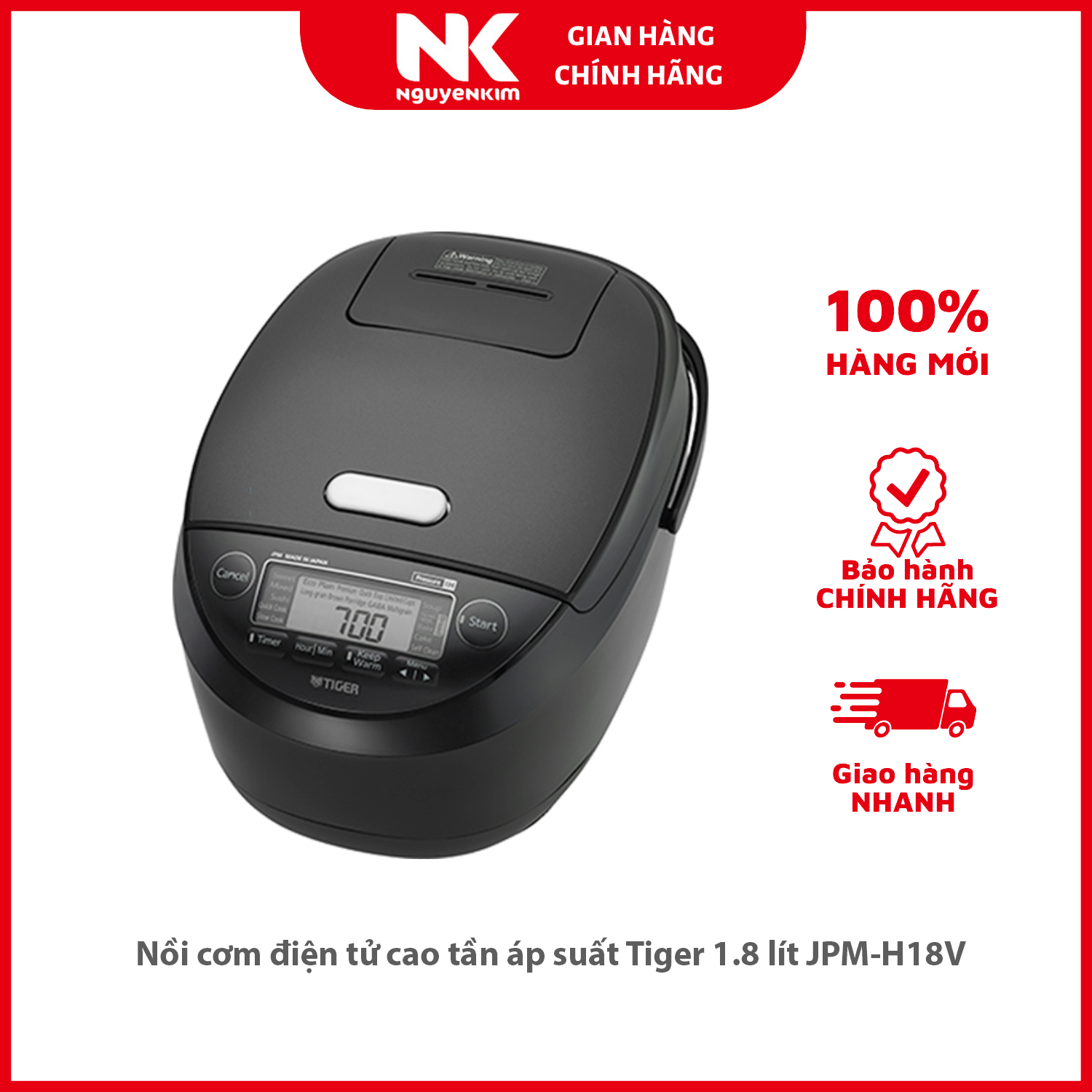 Nồi cơm điện tử cao tần áp suất Tiger 1.8 lít JPM-H18V - Hàng chính hãng