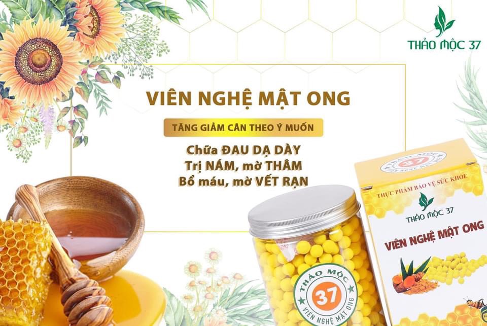 6 HỘP VIÊN NGHỆ MẬT ONG THẢO MỘC 37  THỰC PHẨM BẢO VỆ SỨC KHỎE