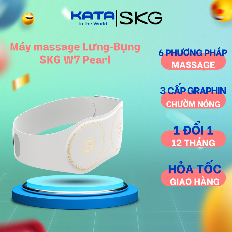 Đai massage Lưng SKG W7 mátxa xung điện TENS-EMS và Chườm nóng giúp giảm đau thắt lưng, đau bụng kinh ở phụ nữ