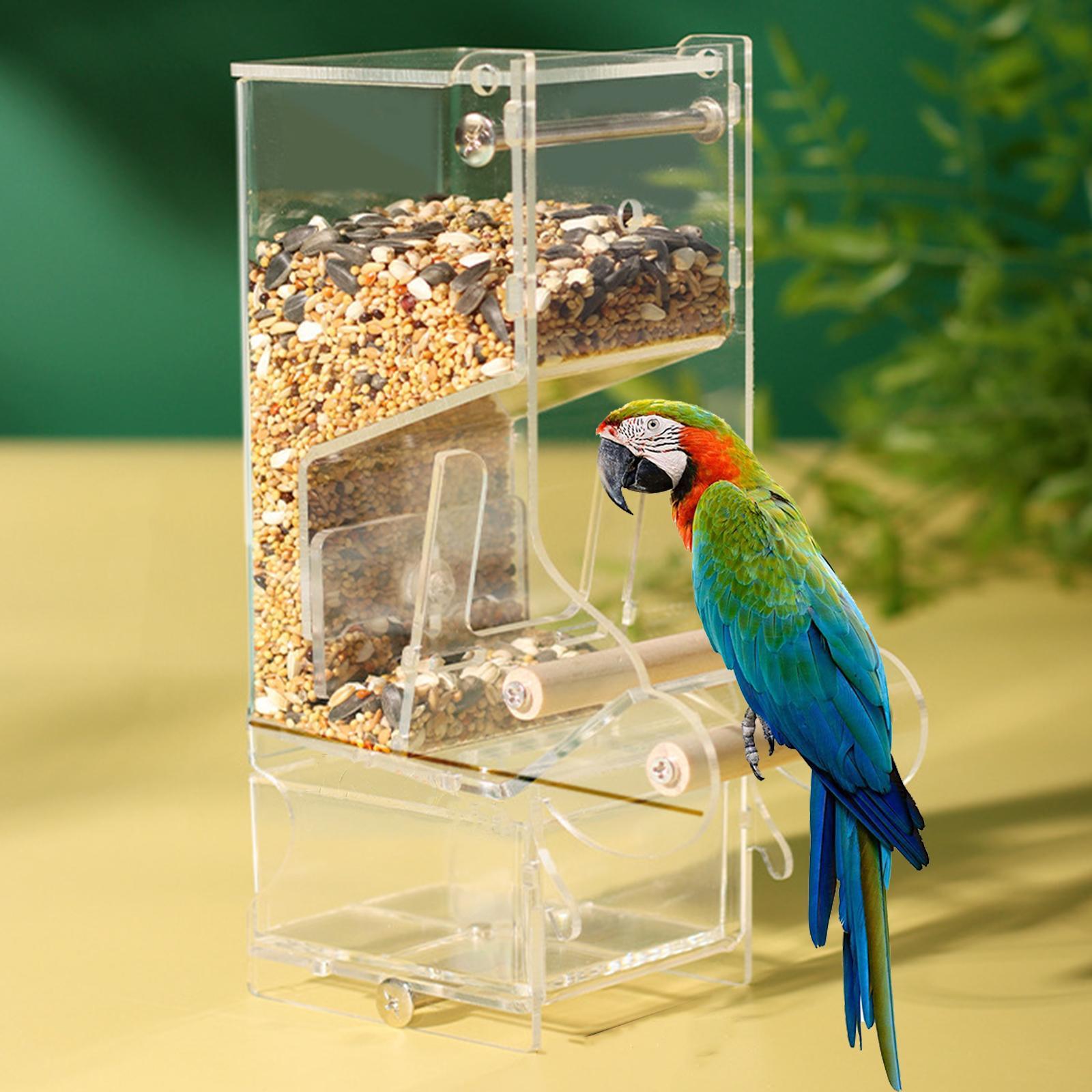 Bird Feeder Cage Hanging Transparent Food Dish Acrylic for Canaries