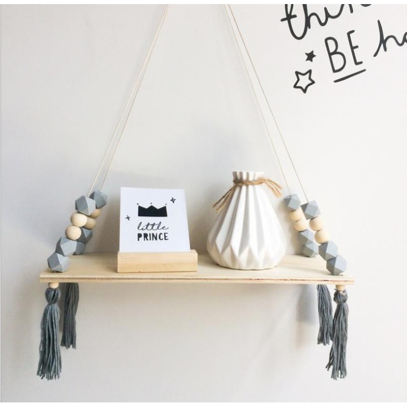 2pcs Wooden Floating Wall Shelves Entryway Flower Vase Holder Display Rack