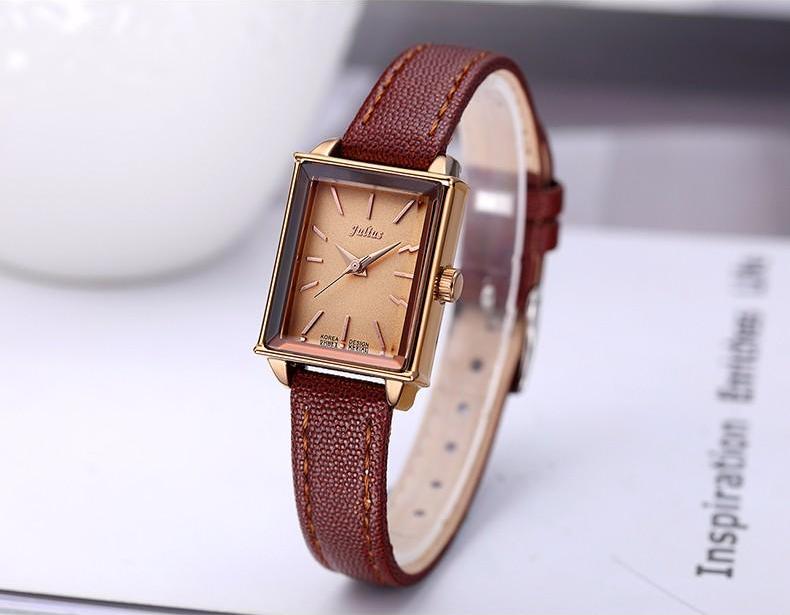 Đồng hồ nữ dây da Julius Ja-787 Nâu