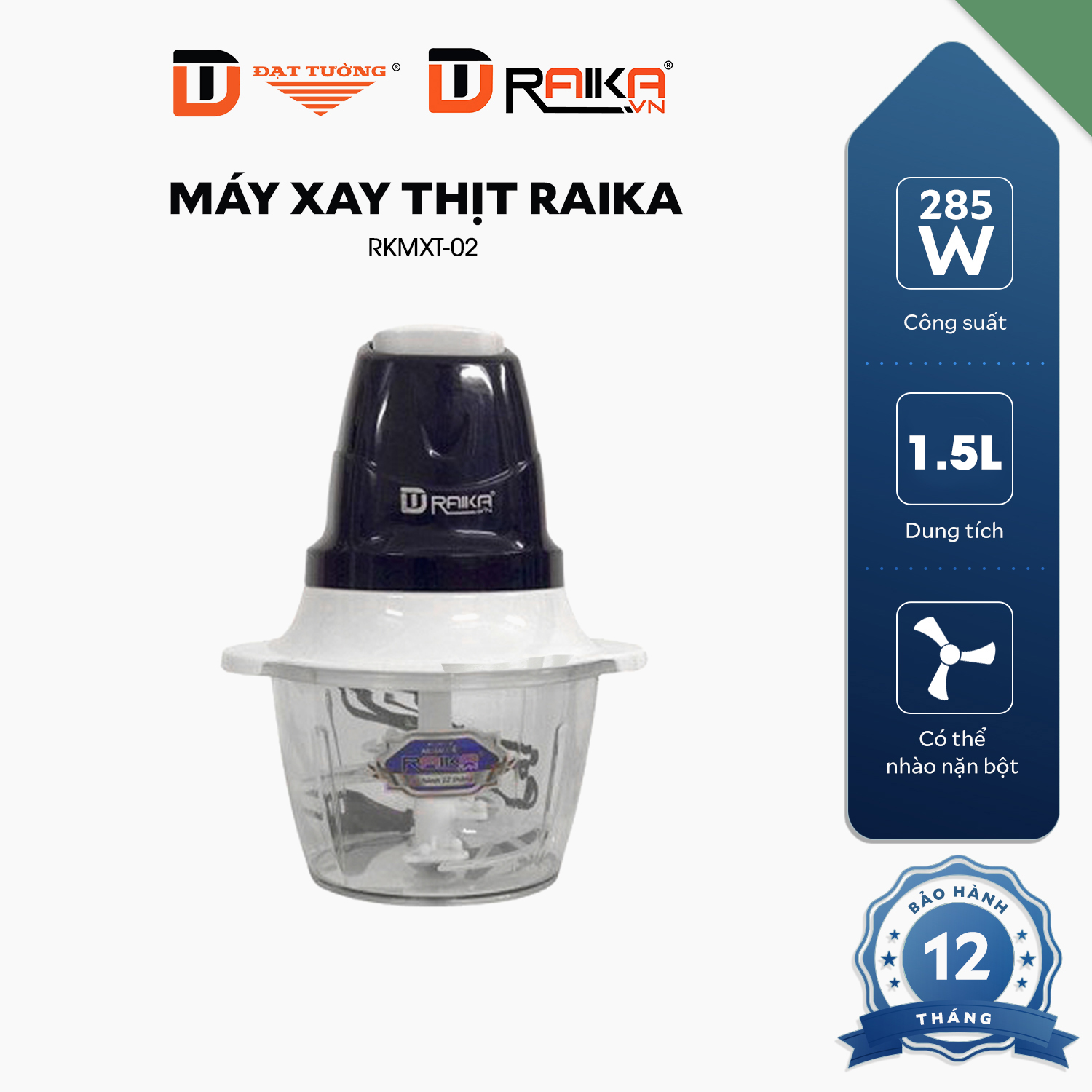 Máy Xay Thịt 1.5L Raika Đạt Tường - RKMXT02 - Hàng Chính Hãng