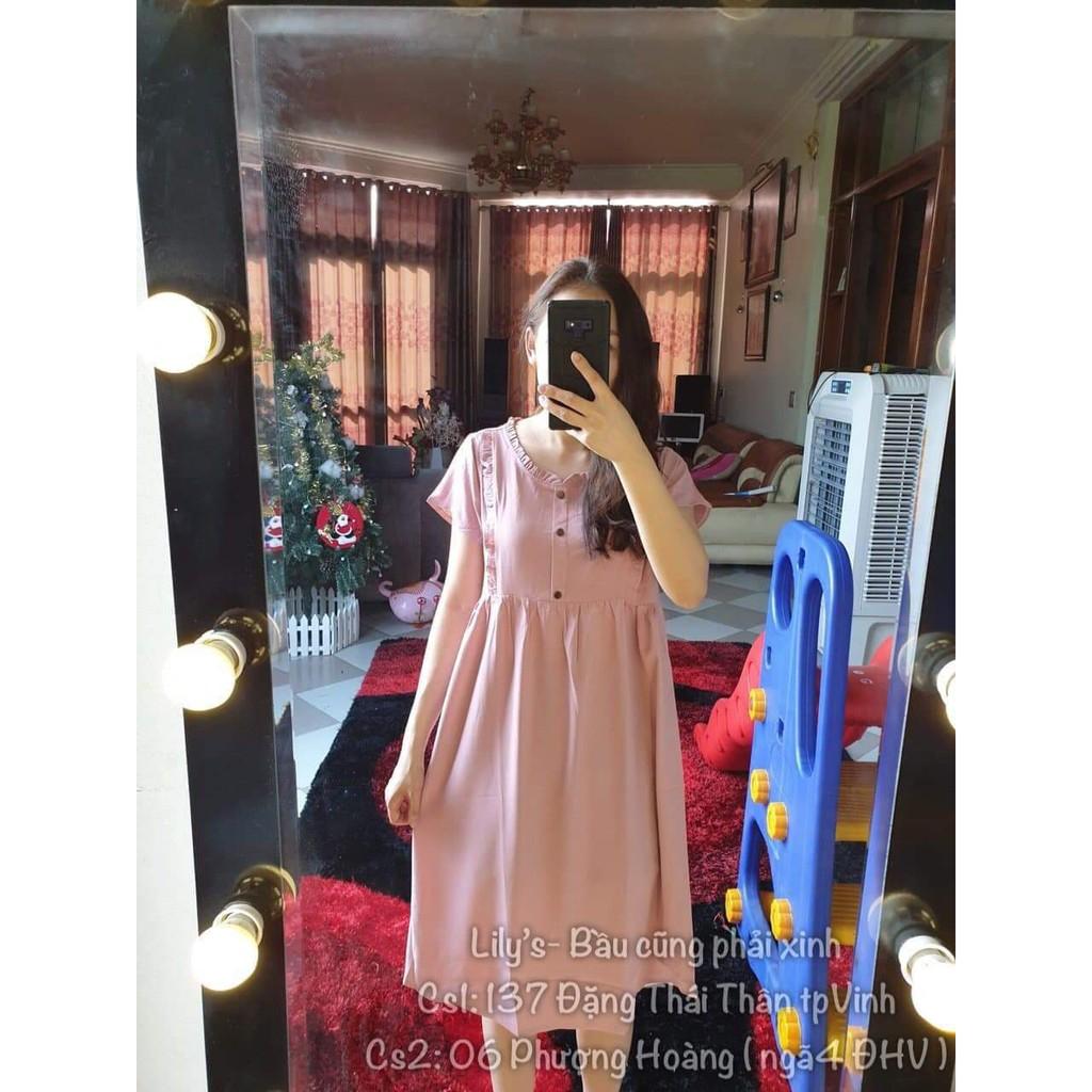 [Hàng loại 1]Đầm Bầu Váy Bầu cao cấp dáng Xuông Chất Lụa Hàn Mềm, siêu mát Thấm Mồ Hôi Tốt, Freesize từ 45 đến 70Kg