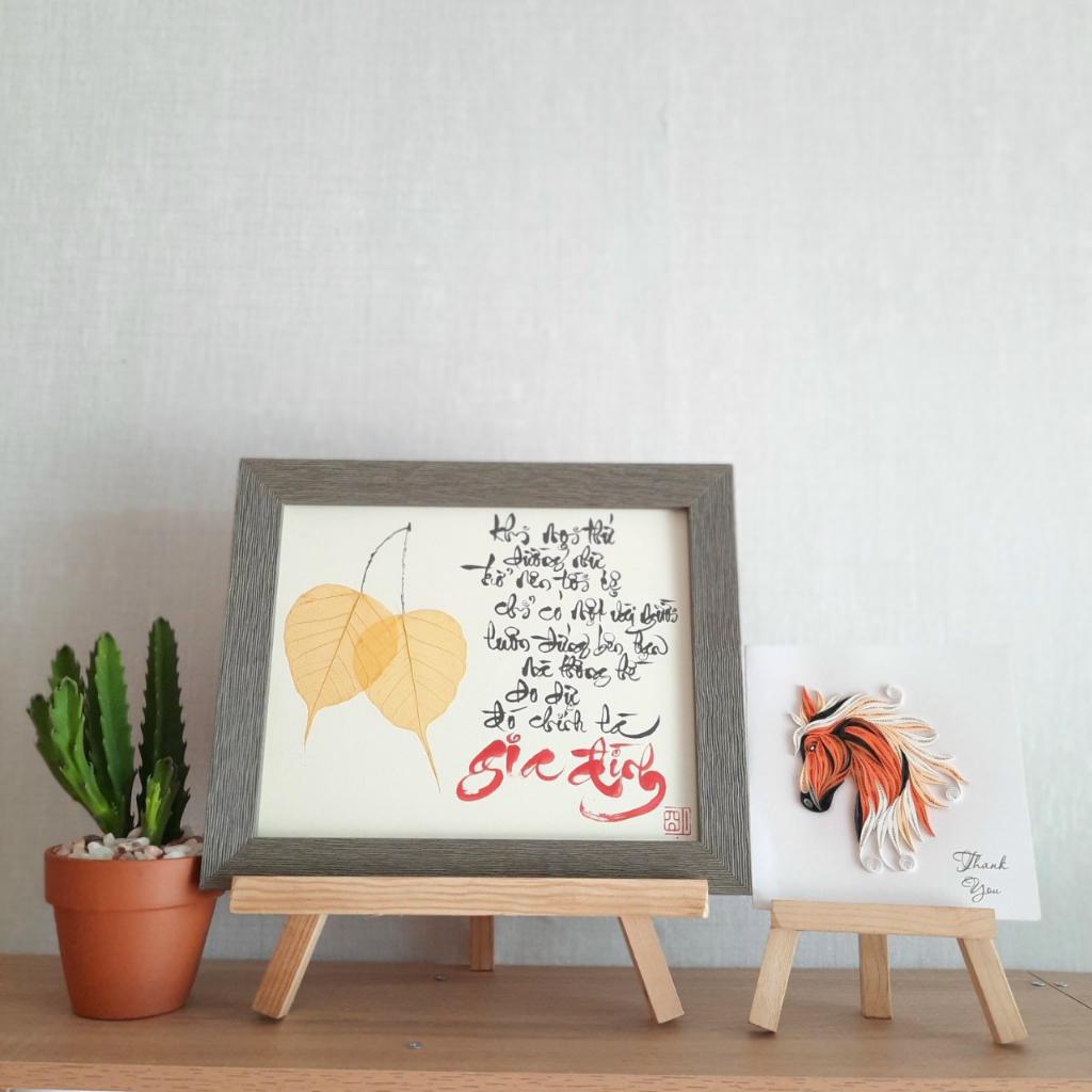 15 mẫu tranh về GIA ĐÌNH có nhiều mẫu viết bằng chữ thư pháp lá bồ đề 20x25 cm