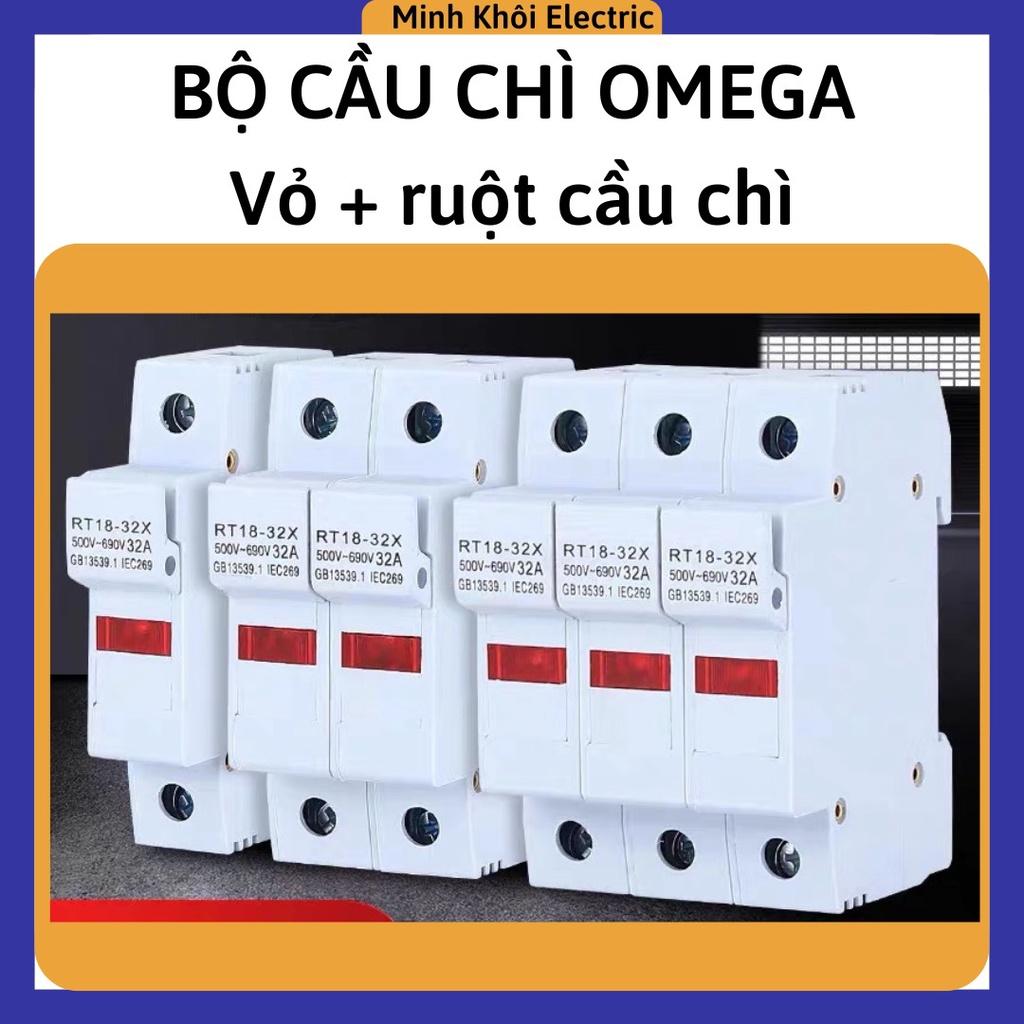 Bộ Cầu Chì RT 18-32X kèm ruột cầu chì sứ 2A-32A, cầu trì ống kèm đế