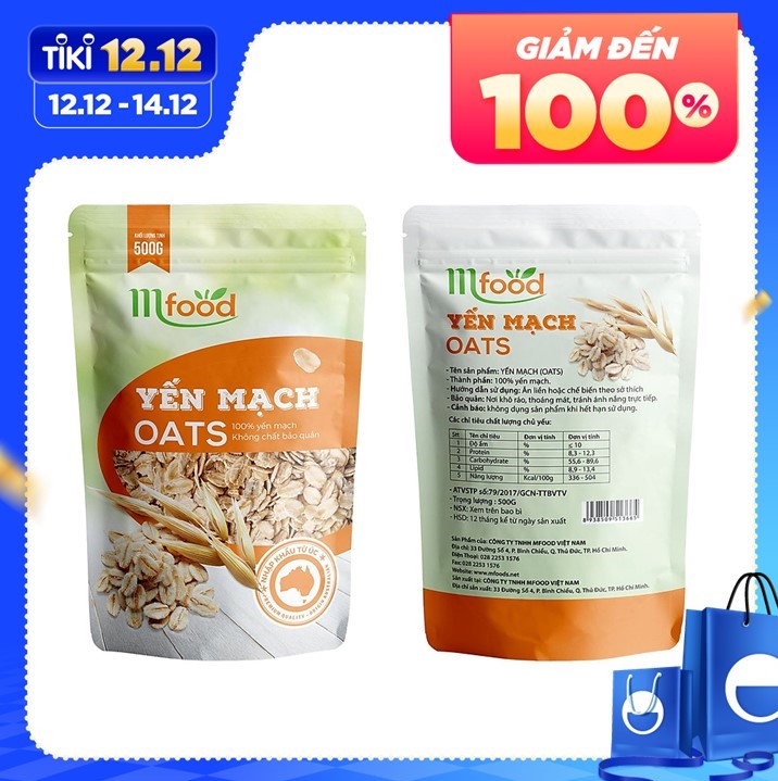  Yến Mạch Úc Thương Hiệu MFOOD Ăn Liền 500g (Cán Mỏng Vỡ Đôi)