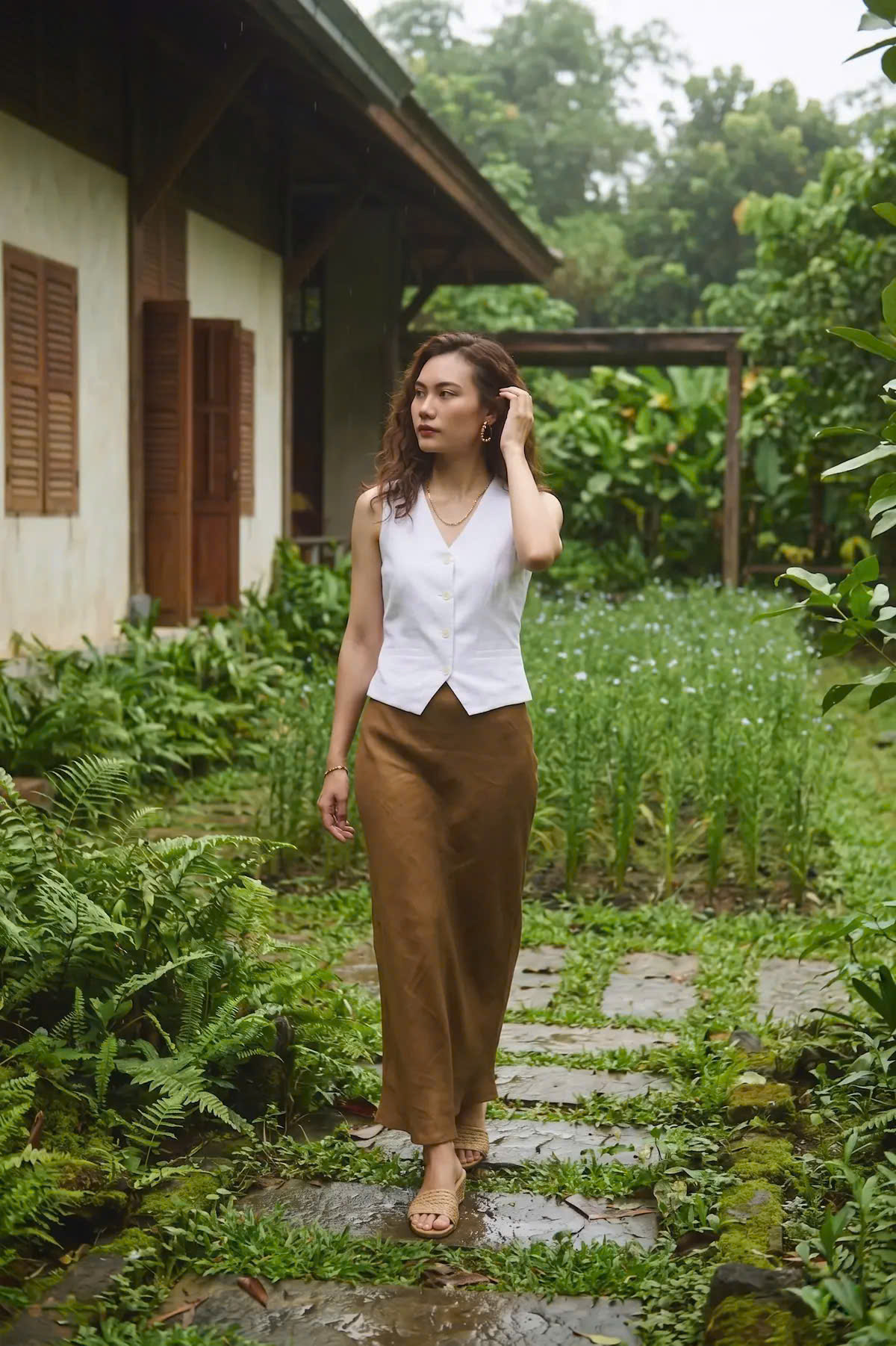 Áo Vest Gilet Linen Trắng An Nam TOP203 thời trang Hity