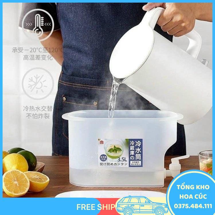 Bình Đựng Nước, Nước Hoa Quả 3,5L Có Vòi Thiết Kế Thông Minh, Để Tủ Lạnh, Nhựa Pp An Toàn, Dễ Dàng Tháo Lắp Lau Rửa - Vận Chuyển Miễn Phí Toàn Quốc