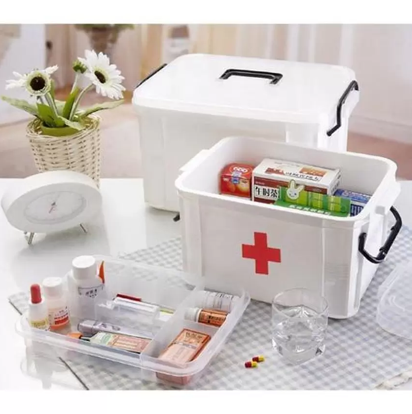 Hộp nhựa đựng đồ y tế đồ Nail mỹ phẩm gia đình đa năng (Cỡ nhỏ 24x17x13cm)