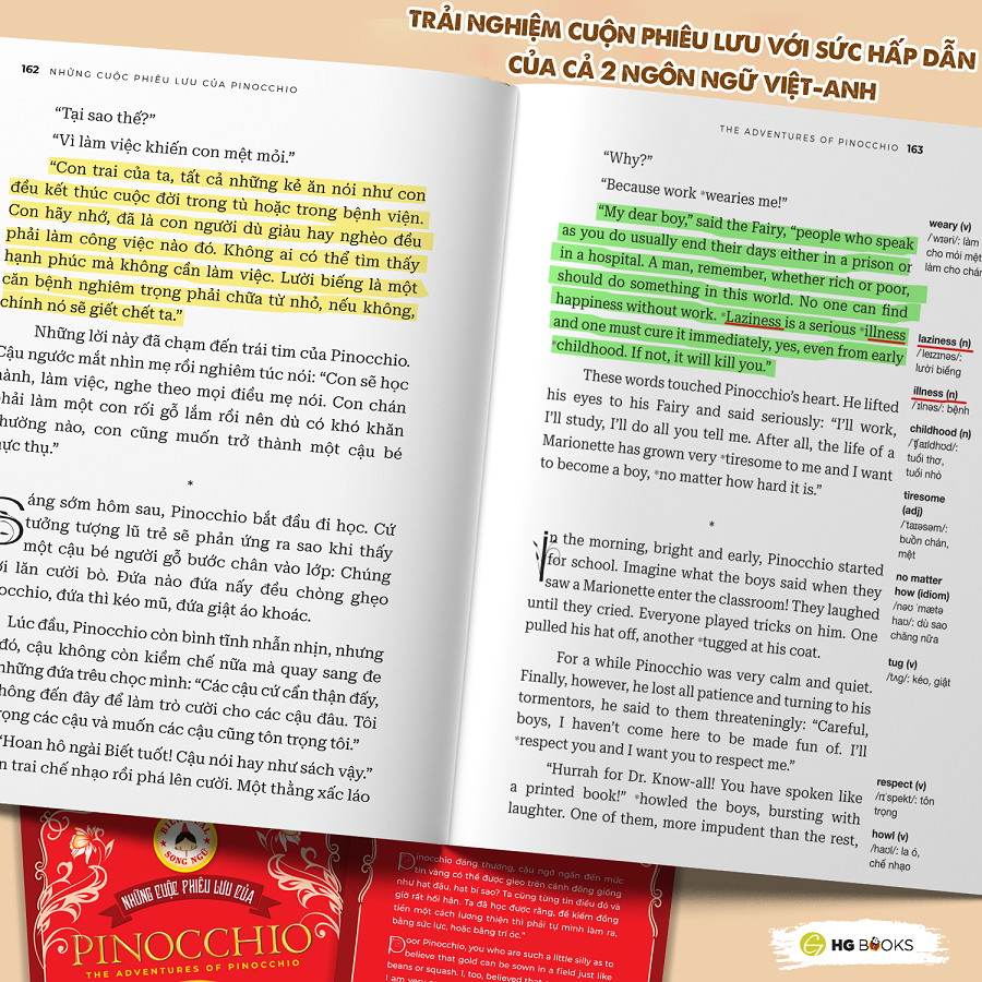 Pinocchio - Cậu bé người gỗ bản Song ngữ Việt - Anh (kèm audio + note từ vựng)