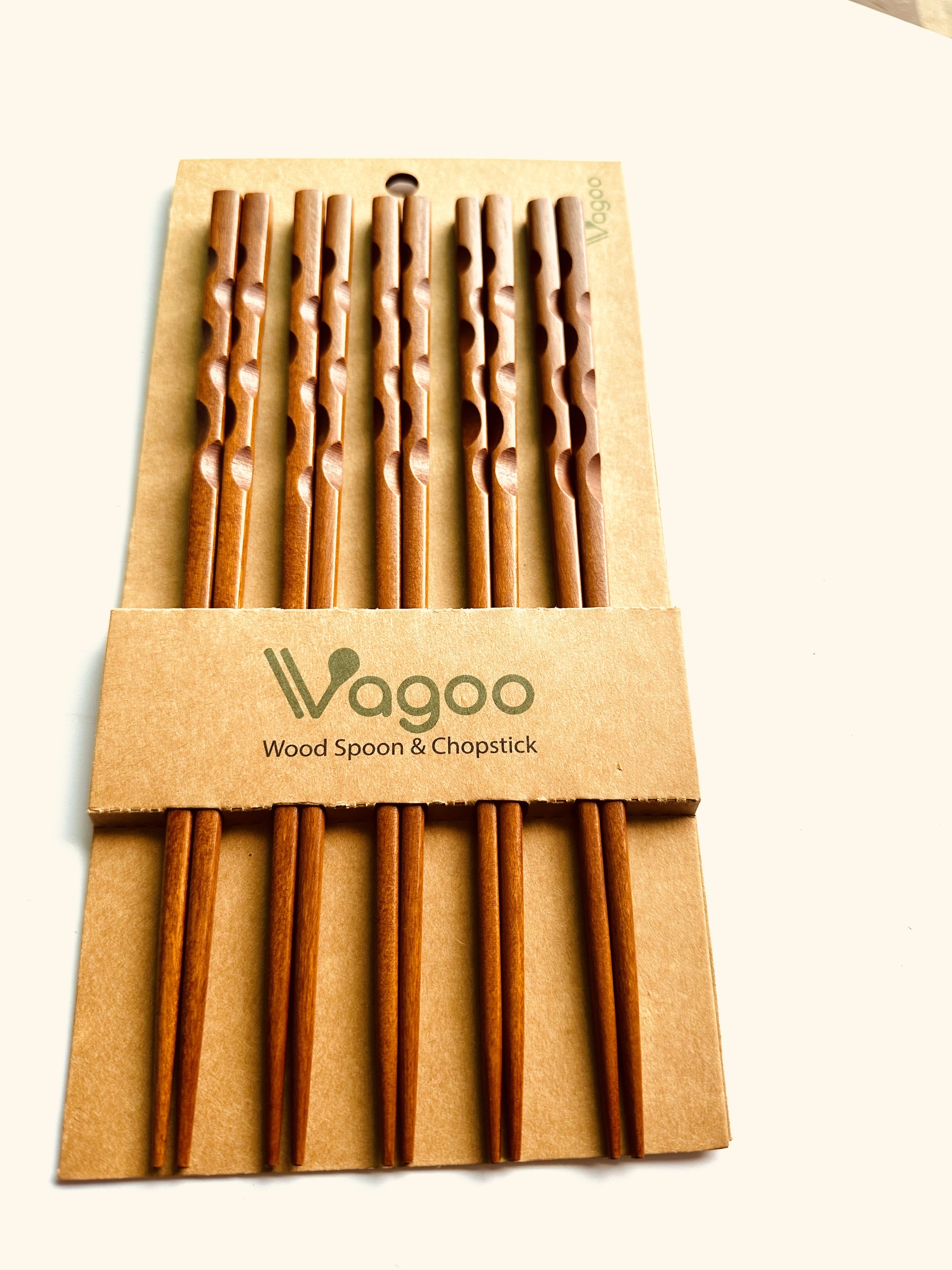 Bộ 5 Đôi Đũa Xoắn Gỗ Nhãn Tự Nhiên - VAGOO - Làm Thủ Công Sang Trọng, Tinh Tế, Chống Thấm, Chống Mốc Đạt Chuẩn An Toàn