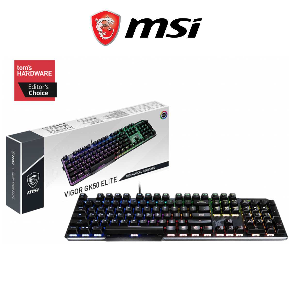 Bàn Phím Gaming Cơ MSI Vigor GK50 Kailh Blue Đèn LED RGB, Dây Cắm USB Dài 1.8M - Hàng Chính Hãng