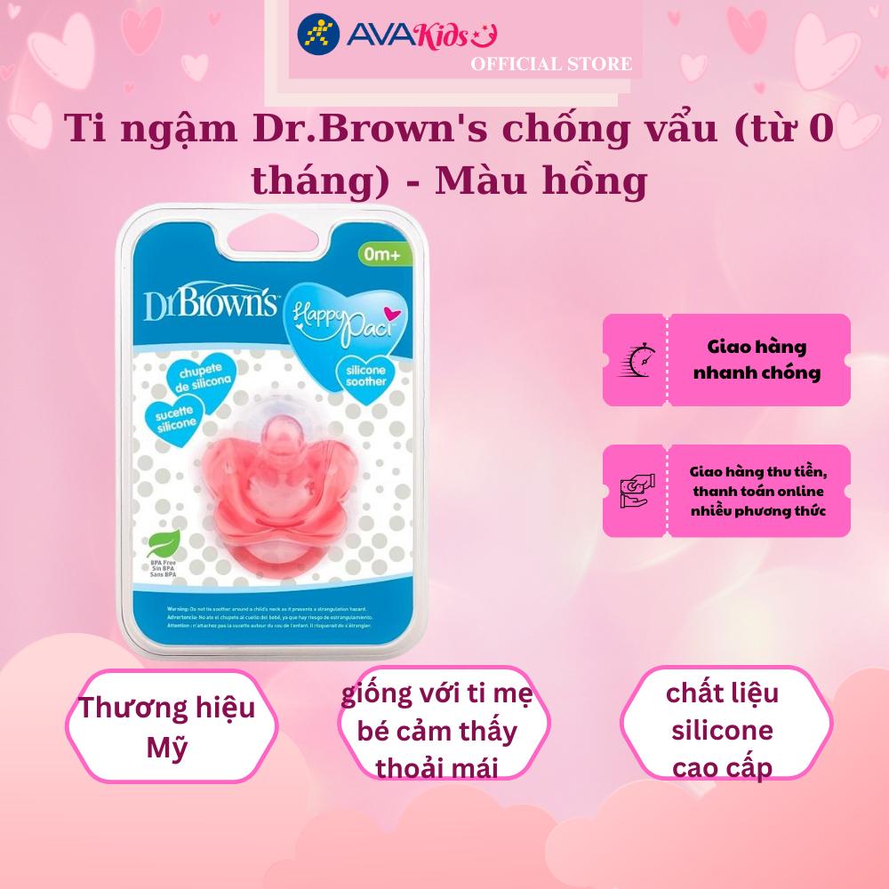 Ti ngậm Dr.Brown's chống vẩu (từ 0 tháng) - Màu hồng