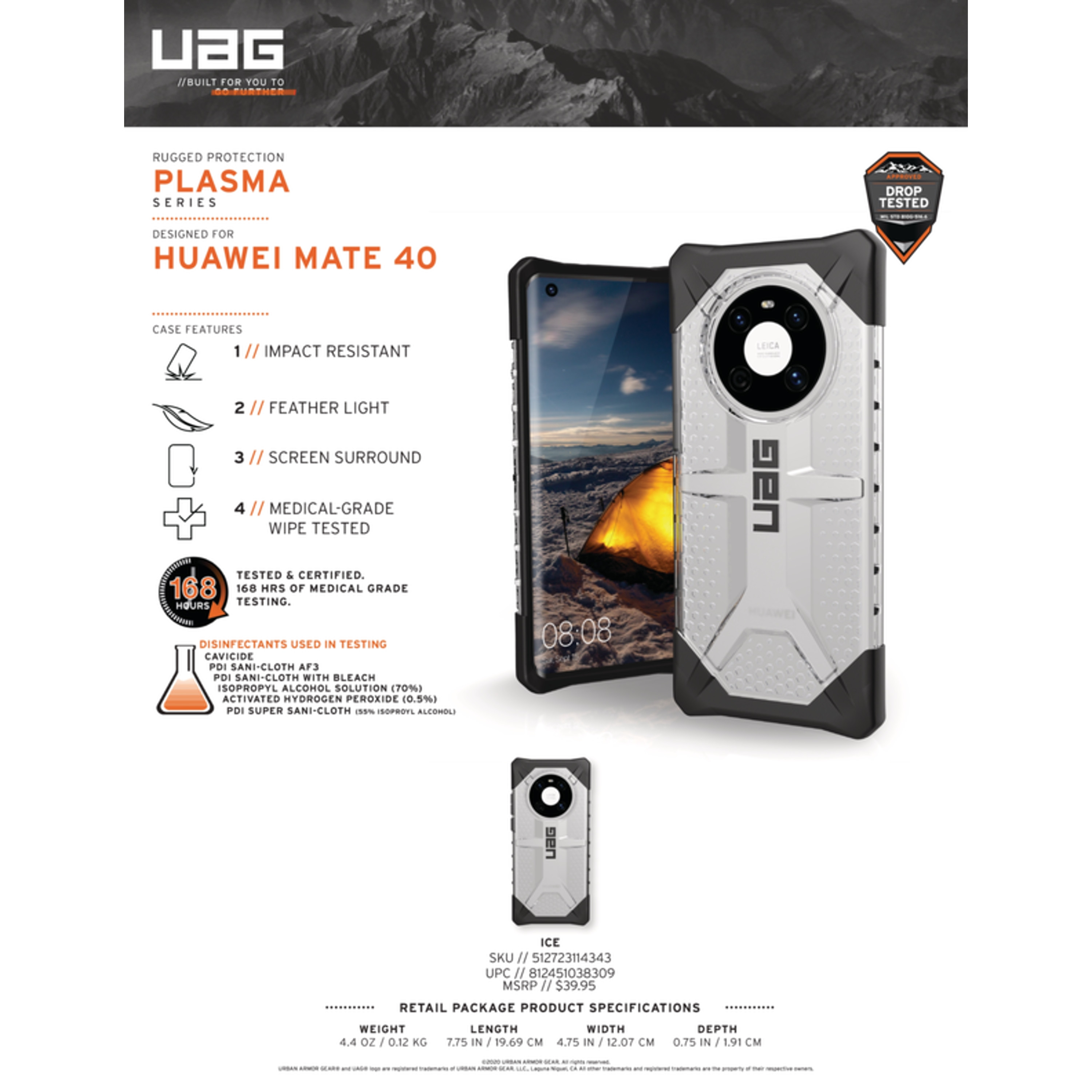 ỐP LƯNG UAG PLASMA CHO HUAWEI MATE 40 HÀNG CHÍNH HÃNG