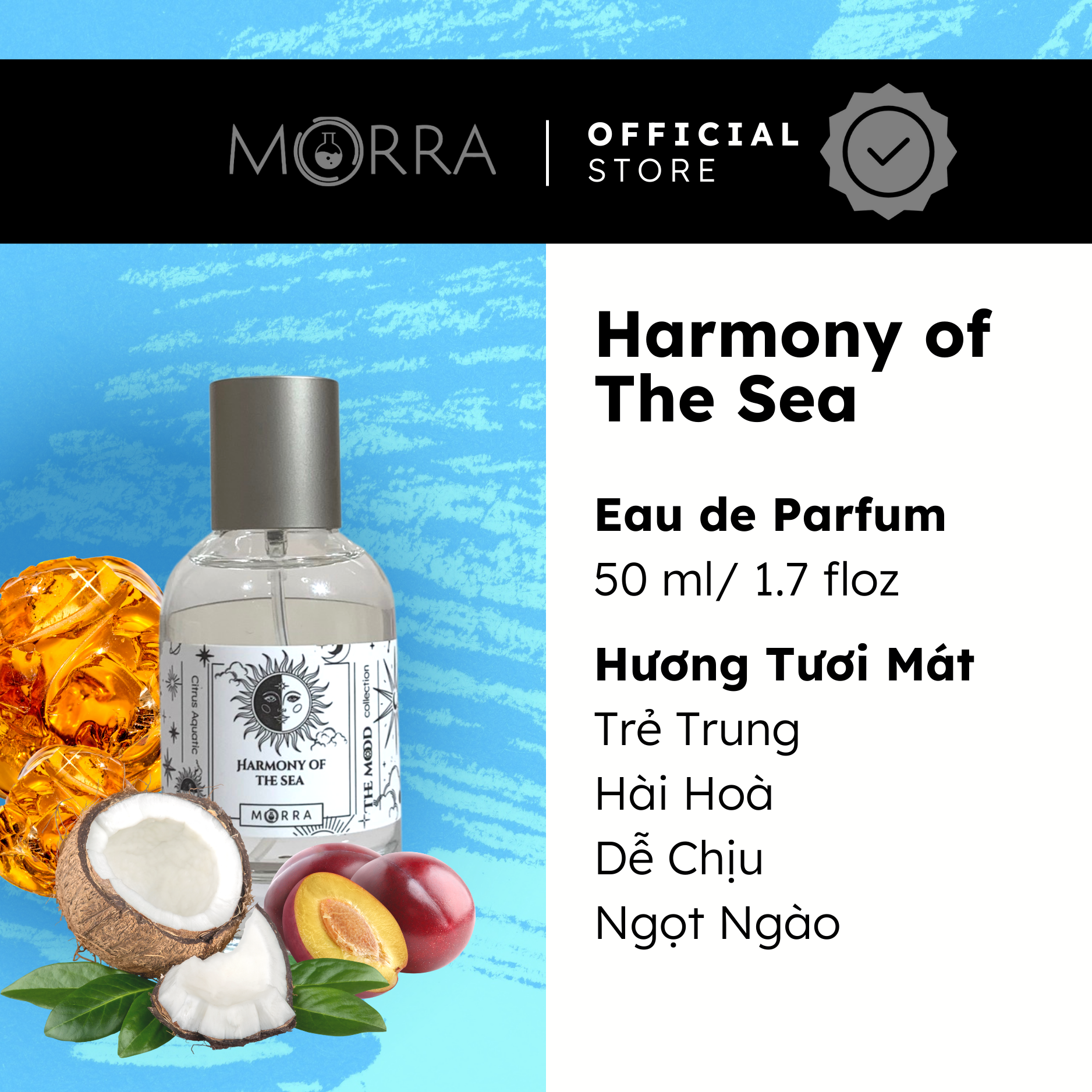 Nước Hoa Nam Nữ Morra Harmony Of The Sea Hương Thơm Tươi Mát, Ngọt Ngào Hài Hoà Dung Tích 50ml