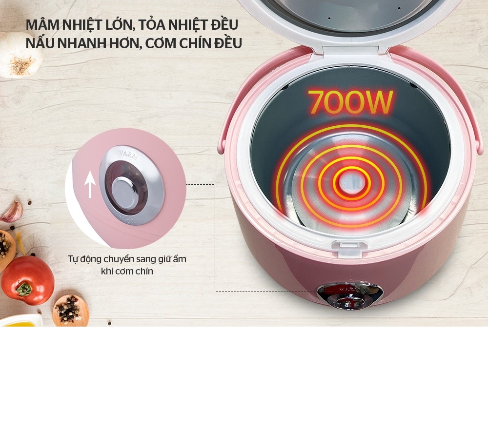 Nồi Cơm Điện 1.8L Happy Time Sunhouse HTD8521 - Màu Ngẫu Nhiên - Hàng Chính Hãng