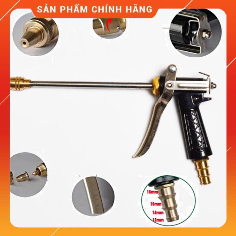 ️ Bộ dây vòi xịt nước rửa xe, tưới cây , tăng áp 3 lần, loại 7m, 10m 206318 đầu đồng,đai,nối nhựa đen