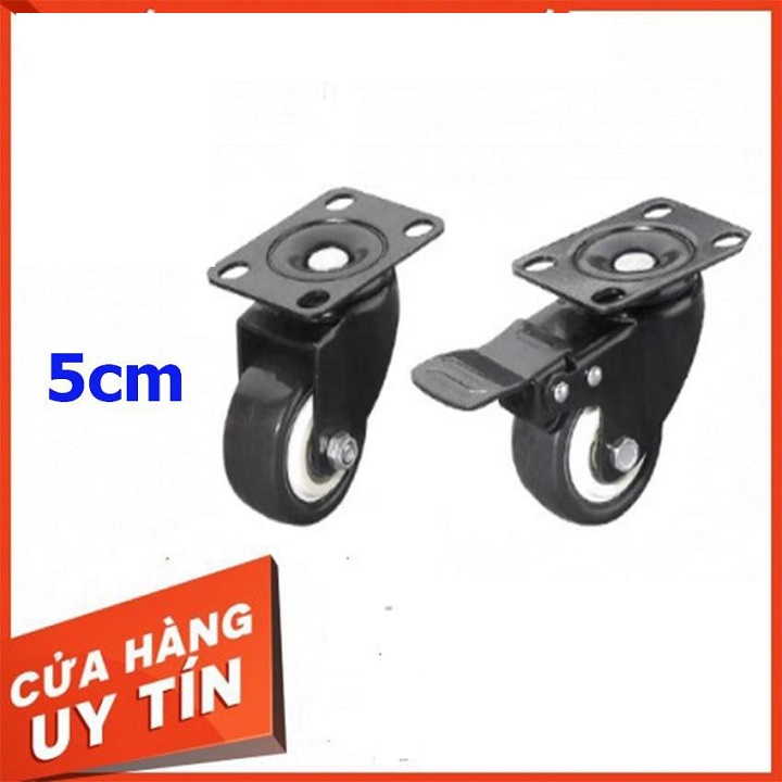 Bộ 4 bánh xe đẩy hàng (2 xoay có khóa - 2 xoay không khóa) loại tốt Kt 50x25 mm - Tải trọng 150kg - Di chuyển đa mặt sàn