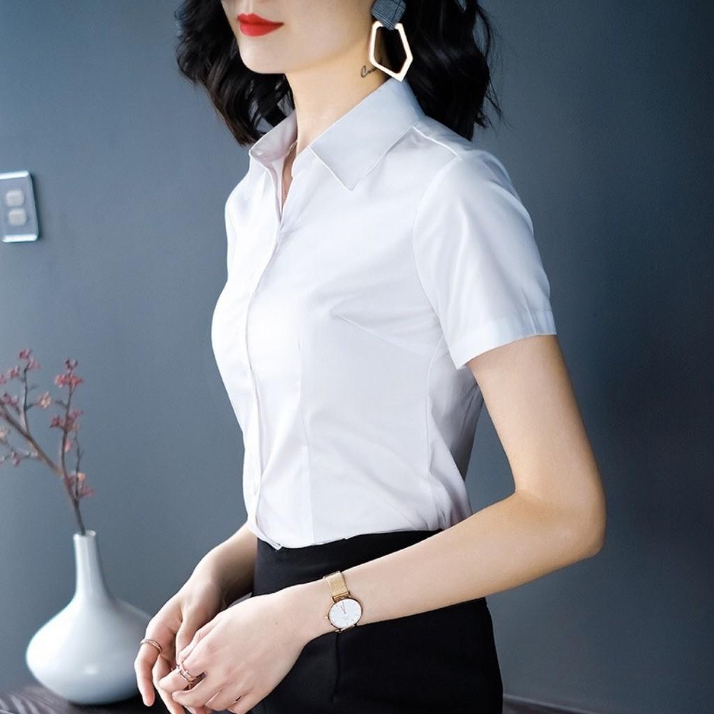 Áo Sơ Mi Nữ Ngắn Tay Công Sở Không Nhăn Không Xù