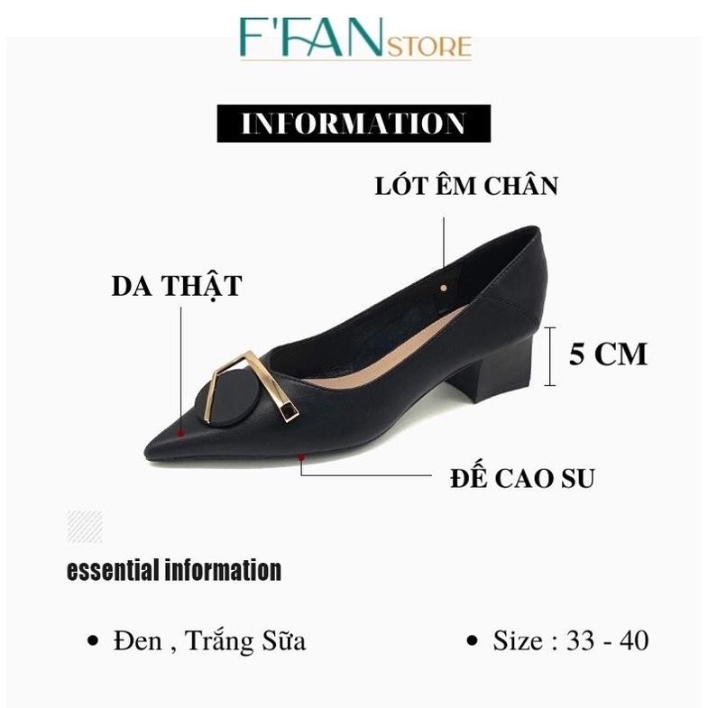 Giày Cao Gót Gót Vuông Da Mềm Như Bún Lót Êm Chân - Màu Đen Be Trắng Sữa A86 FFAN STORE