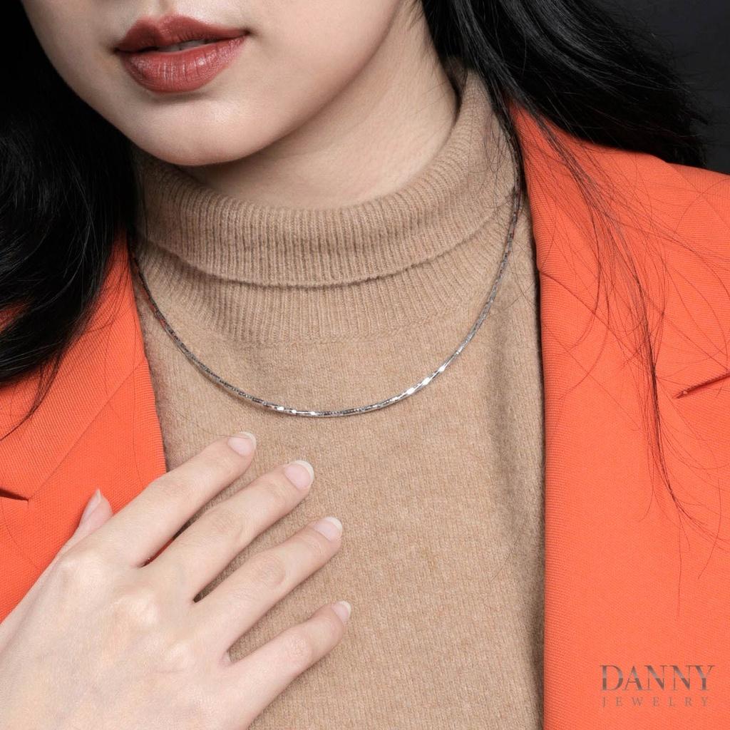 Kiềng Đeo Cổ Nữ Chất Liệu Bạc 925 Cao Cấp Xi Bạch Kim Sang Trọng 46 cm by Danny Jewelry PI4G0007