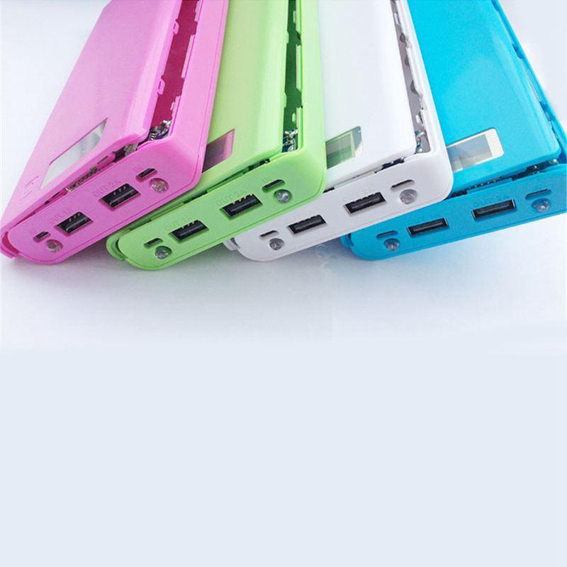 Hộp Pin Sạc Dự Phòng Diy 8x18650 Hai Cổng Usb Màu Trắng