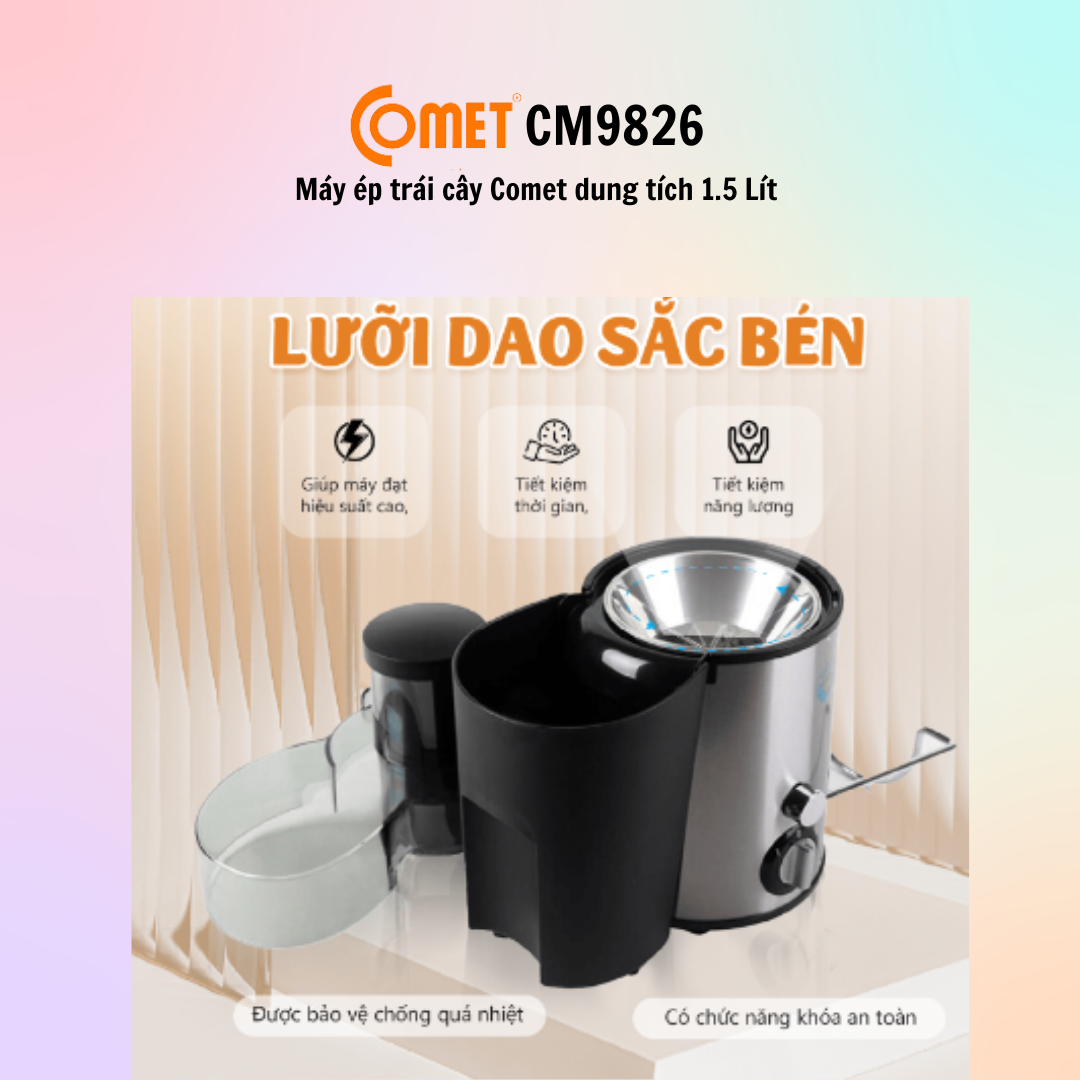 Máy Ép Trái Cây Comet CM9826 (400W) - Hàng chính hãng - Bảo Hành 12 Tháng