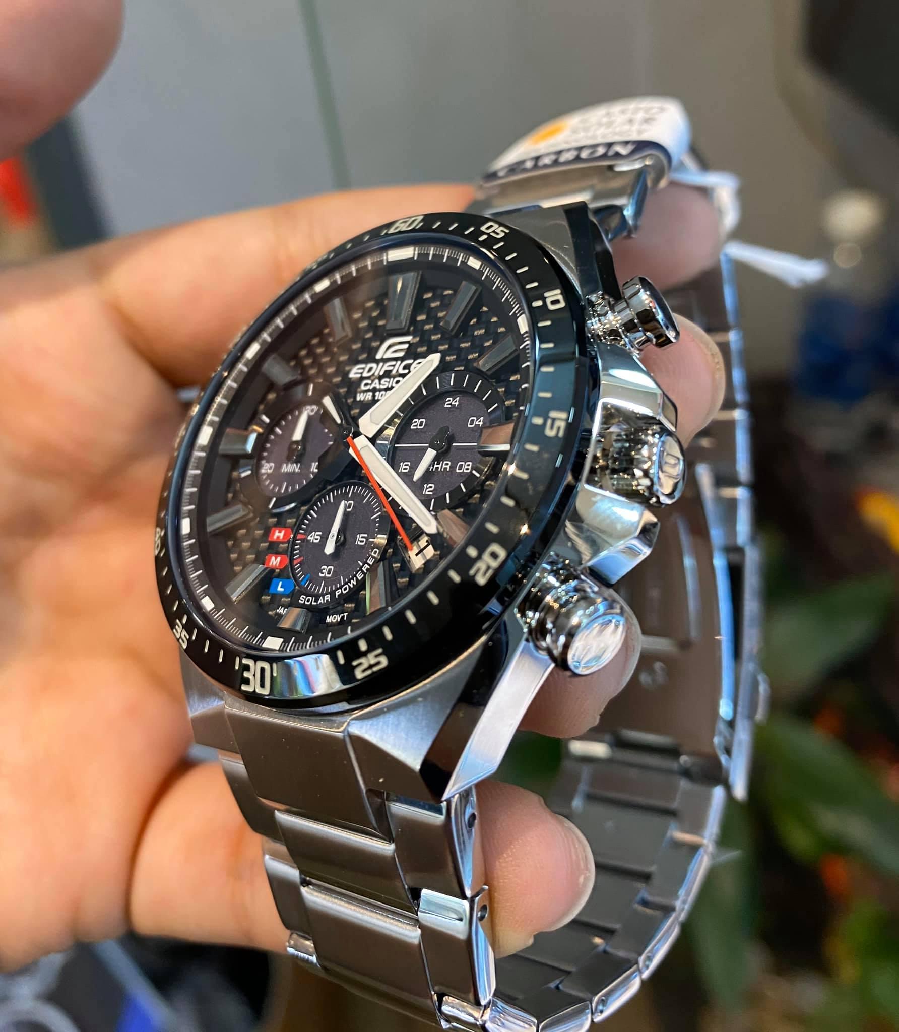 Đồng Hồ Nam Dây Thép Casio Edifice EQS-800CDB-1AVUDF - Năng lượng mặt trời - Mặt Carbon - EQS-800CDB-1A