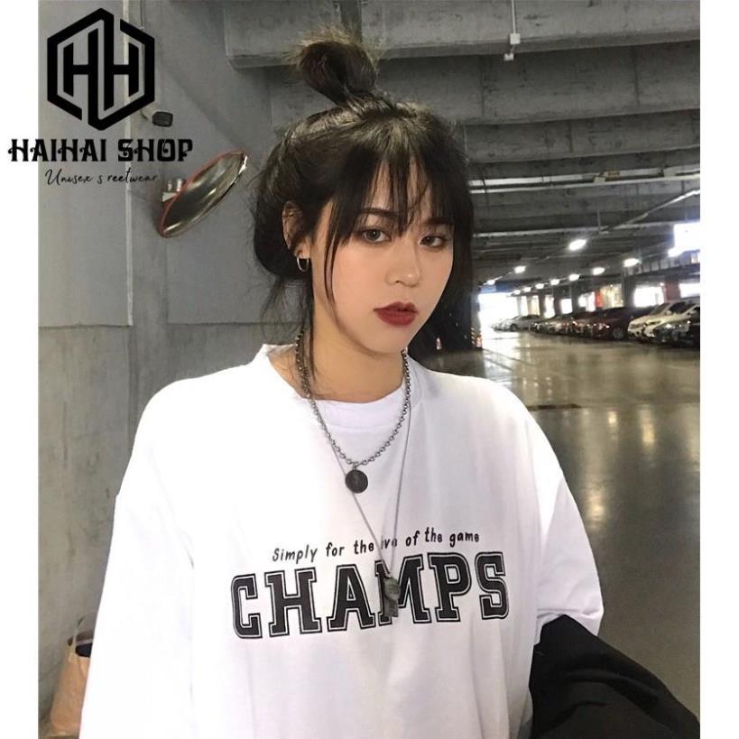 Áo Thun Nam Nữ Phom Rộng Tay Lỡ In Hình CHAMPS Full HD, Vải Cotton 75% Dày Mềm Mịn Đẹp KIS OFFICIAL