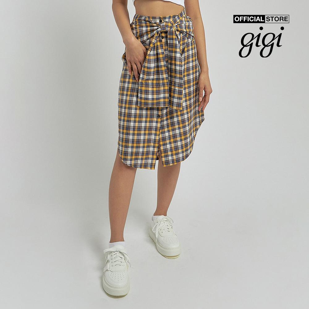 GIGI - Chân váy midi thắt nơ phối nút cài thời trang G3302S212521