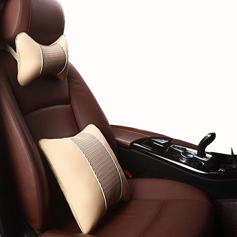 Gối Tựa Đầu Tựa Lưng Ô Tô Bọc Da Siêu Đàn Hồi Chống Mỏi Lưng Thiết Kế 3D Sang Trọng-Gối Tựa Ghế Ô Tô, Văn Phòng