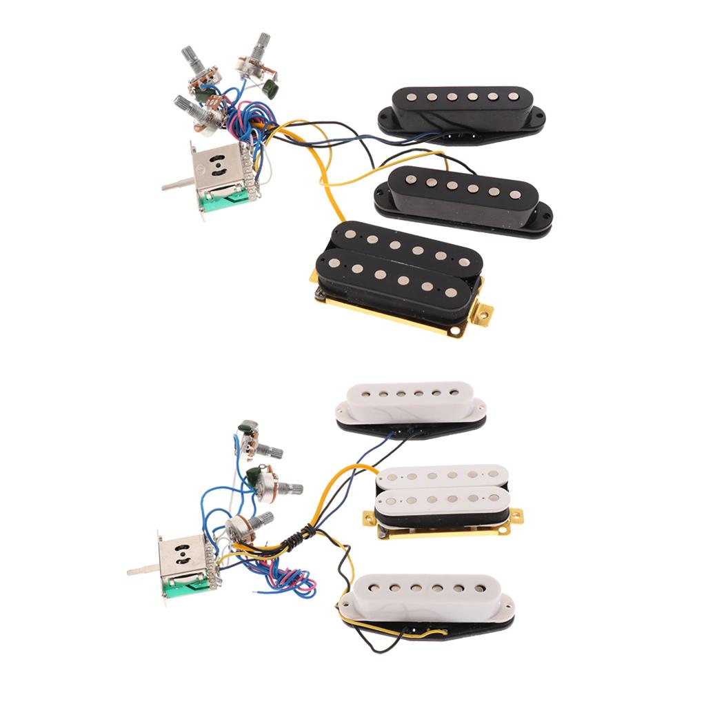 Prewired 6 String Guitar Single Coil Pickup Humbucker Pickup 3 Way Toggle Switch with Volume&Tone Control Knobs