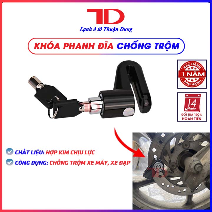 Khóa phanh đĩa chống trộm xe đạp, xe máy nhỏ gọn tiện lợi - Vật tư điện lạnh ô tô Thuận Dung