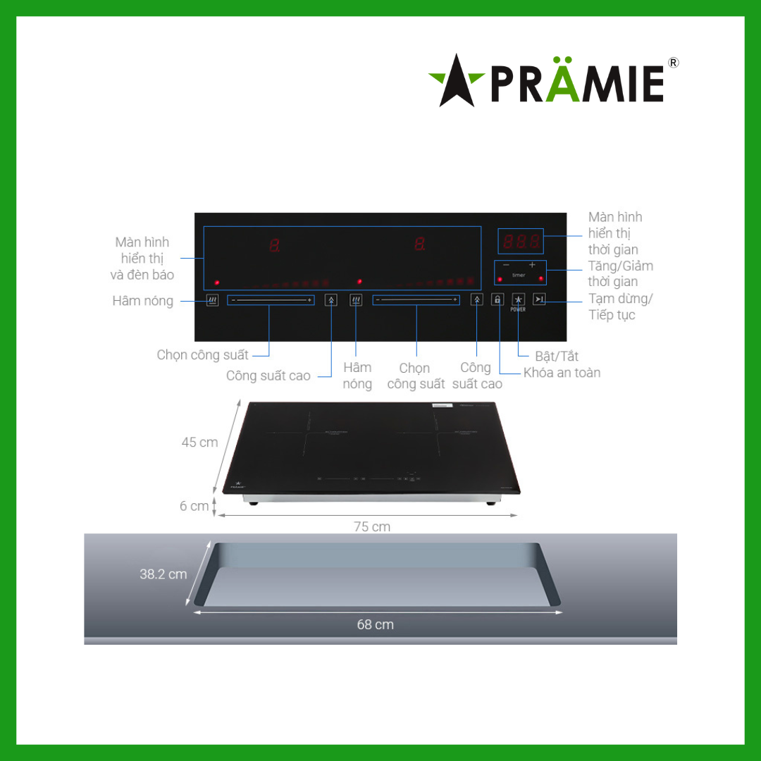 Bếp điện từ đôi Pramie PRTH - 2022_Hai Từ_Hàng nhập khẩu Thái Lan