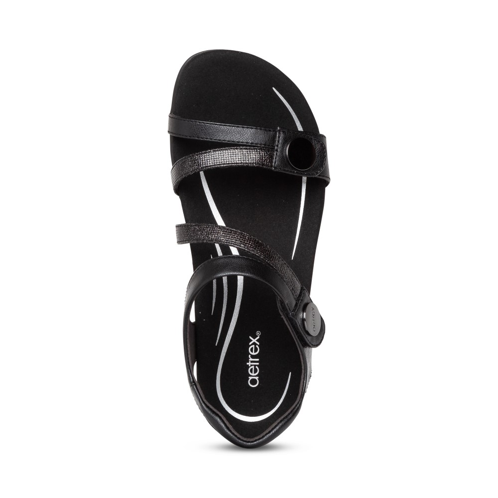 Hình ảnh Sandal sức khỏe nữ Aetrex Jess Black