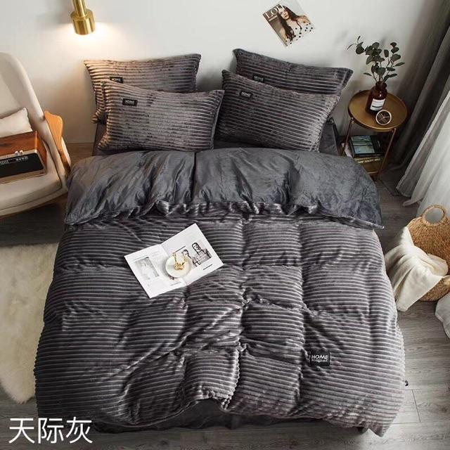 Bộ chăn ga gối nỉ nhung tăm 4 món