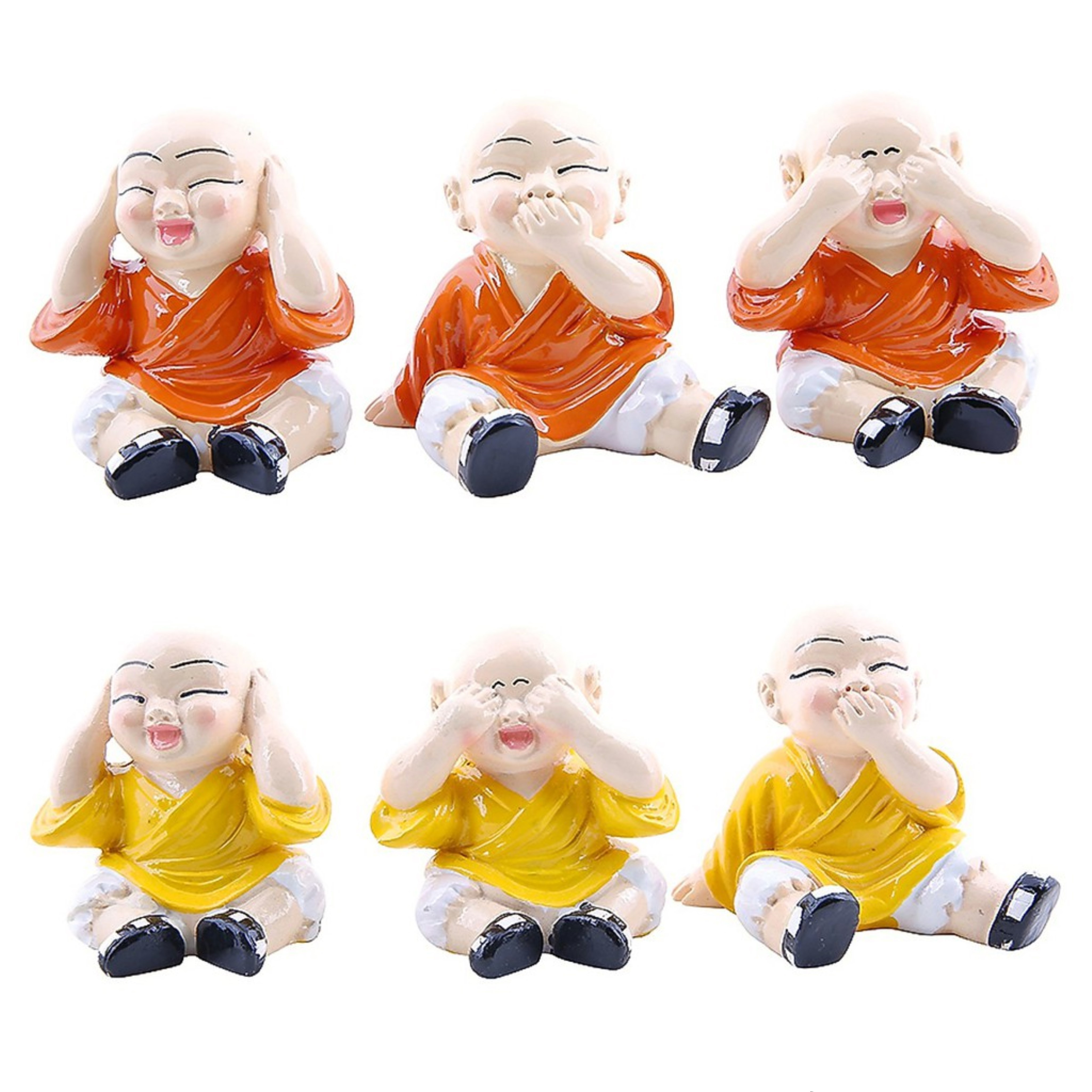 Bộ Tượng Đá Chú Tiểu Ba Không - Không Nghe, Không Nói, Không Thấy | Tượng Trang Trí Nhà, Đầu Xe Hơi