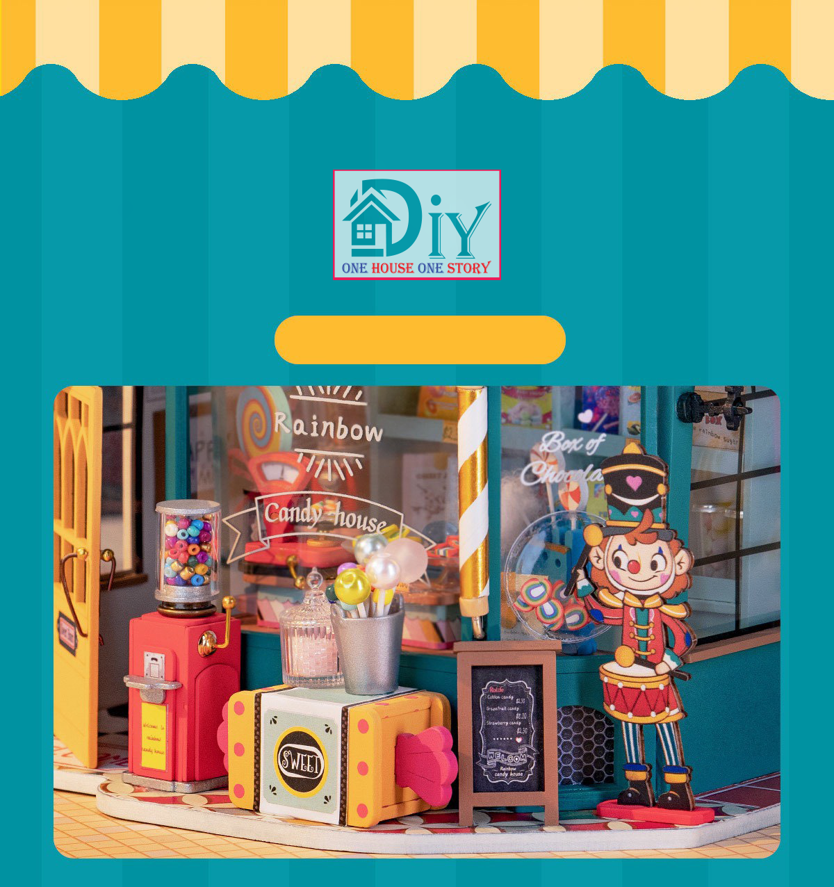 Nhà búp bê Robotime Rolife|Rainbow Candy House DIY DG158 tự lắp ráp bằng gỗ - Quà tặng giáng sinh
