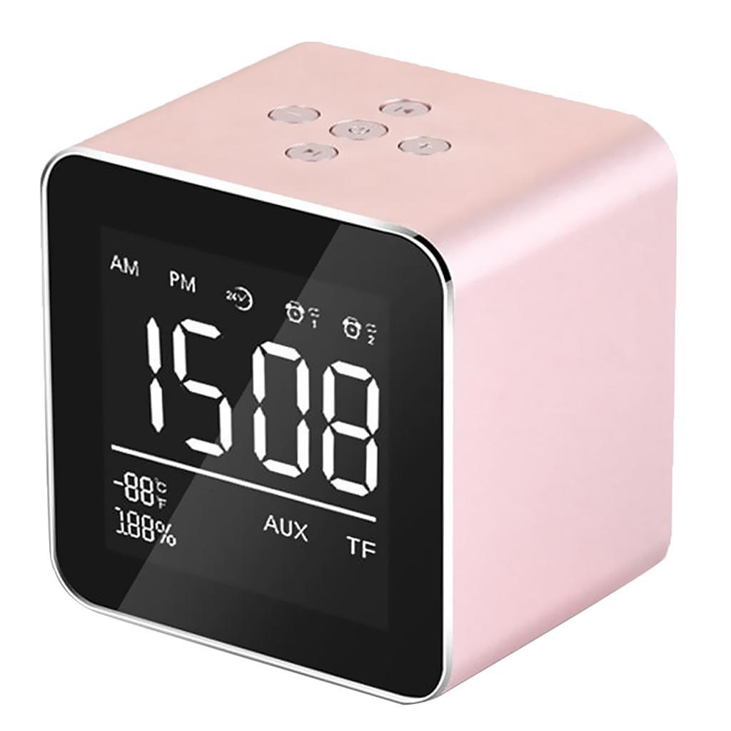 V9 Wireless Metal Mini Bluetooth Speaker Alarm Clock LCD Screen Gray