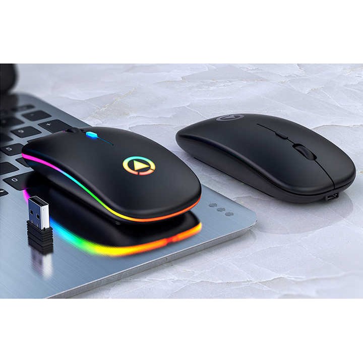 Chuột Không Dây A2 Pro, Chuột Máy Tính Không Tạo Tiếng Ồn, Sạc Được Pin, Hiệu Ứng Đèn Led RGB