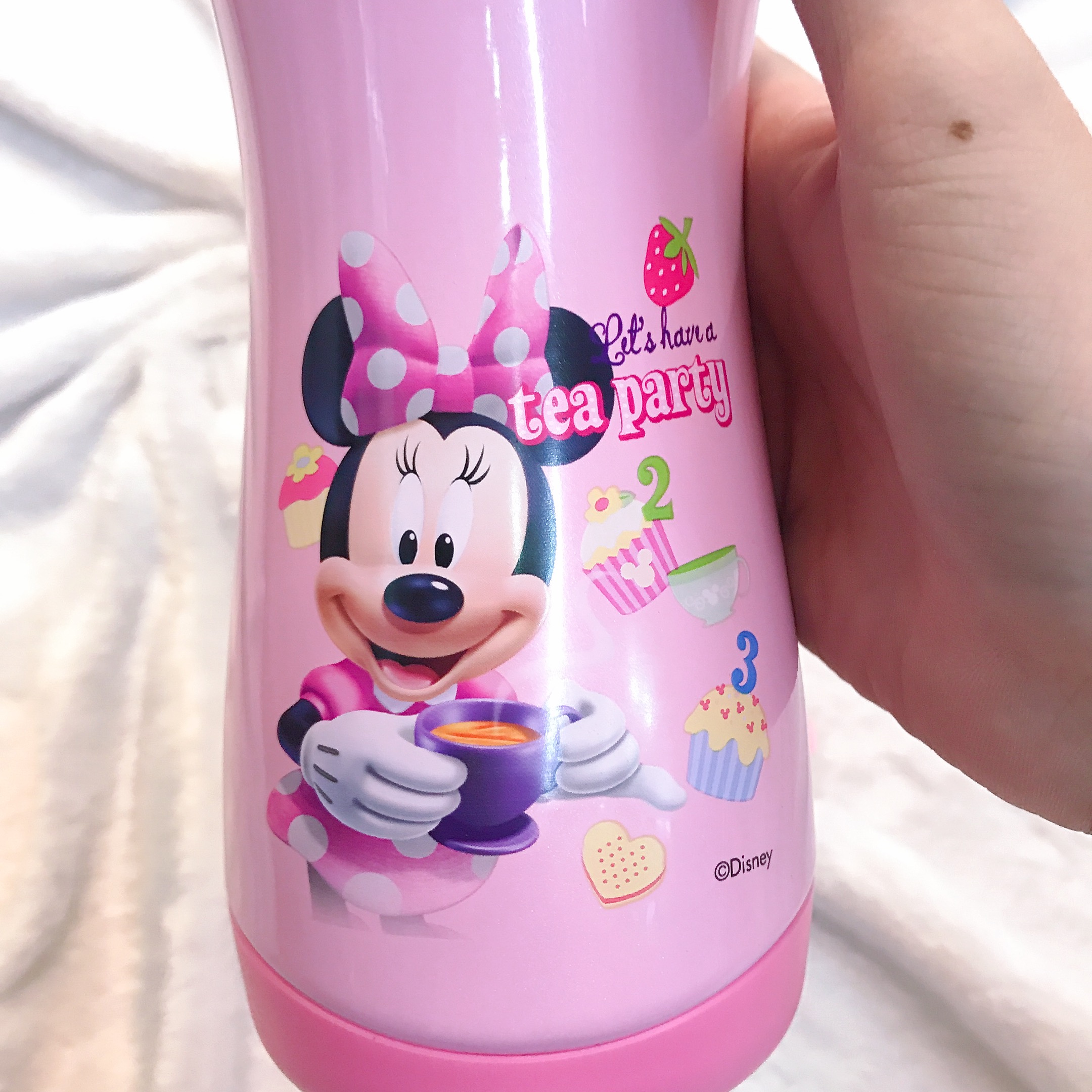 Bình nước giữ nhiệt hình chuột Minnie party màu hồng cho trẻ em, các bé, học sinh - (400ml) - WD-3423MIN