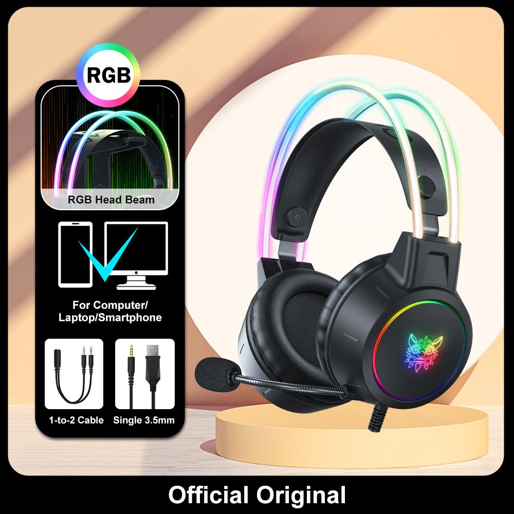 Tai nghe Onikuma RGB Gamer PC PS4 Tai nghe chơi game với HD Tai nghe MIC 35 mm linh hoạt cho trò chơi máy tính Xbox PS5 chuyển đổi