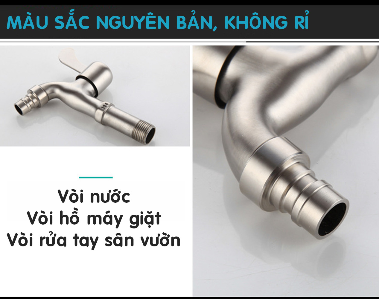 Vòi nước thân dài inox 304 KAMA PK09-D - Vòi nước máy giặt, vòi hồ nước tưới cây ban công - HÀNG CHÍNH HÃNG