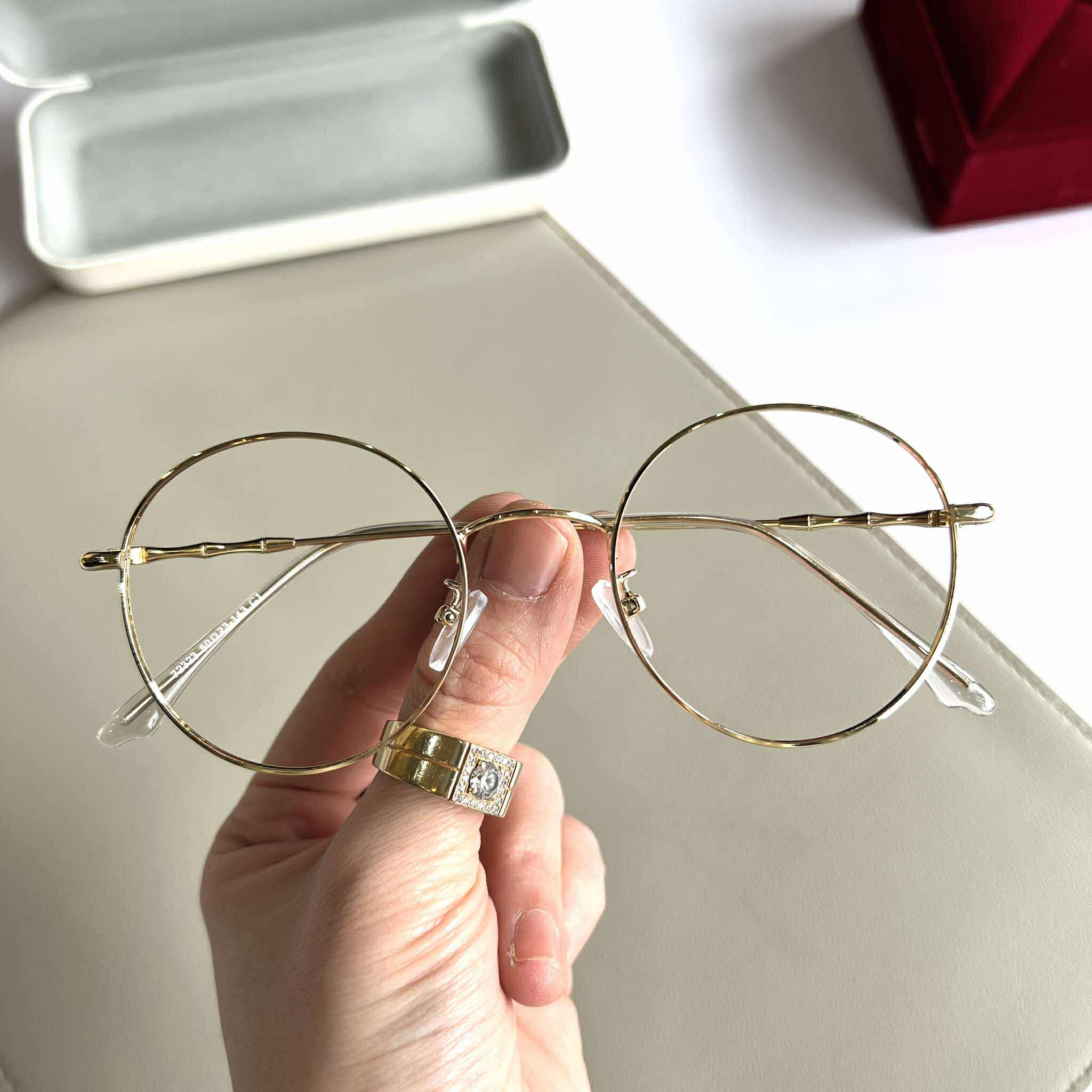 Kính đi đường nam nữ dáng mắt tròn dễ đeo gọng kim loại thời trang