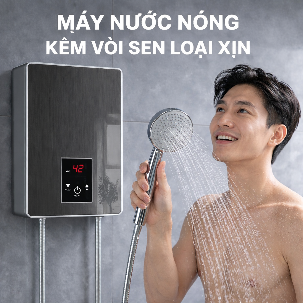Máy Nước Nóng Trực Tiếp Cao Cấp Cho Phòng Tắm – LCD Cảm Ứng, Chống Giật An Toàn, Dễ Lắp Đặt