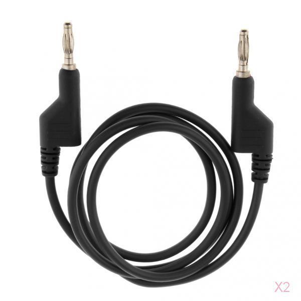 2pcs Dual 4mm Stackable Banana Plug Connector Cable Connector Tester Black
