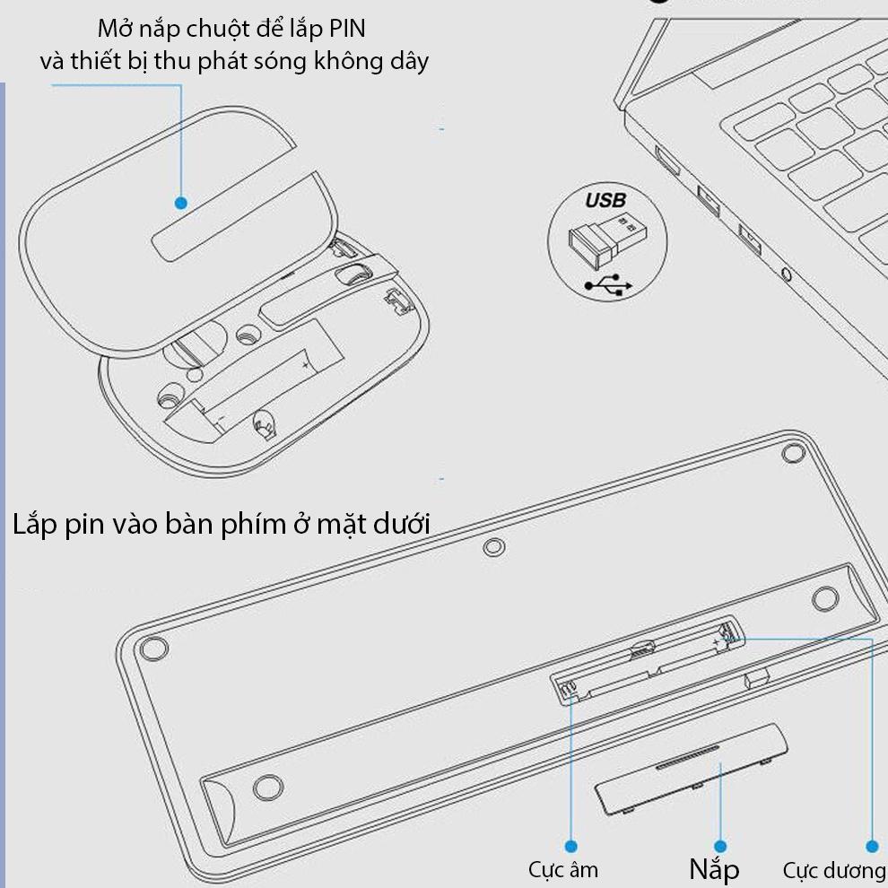 Bộ bàn phím máy tính Coputa chuột bàn phím không dây phím tròn màu dễ thương KM520