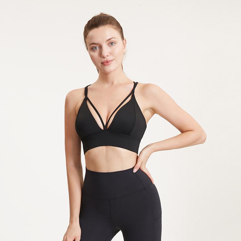 Phụ Nữ Chữ V Gợi Cảm Áo Ngực Thể Thao Đeo Chéo, Yoga Đẩy Lên Cho Tập Thể Crop Tops Quần Lót Nữ