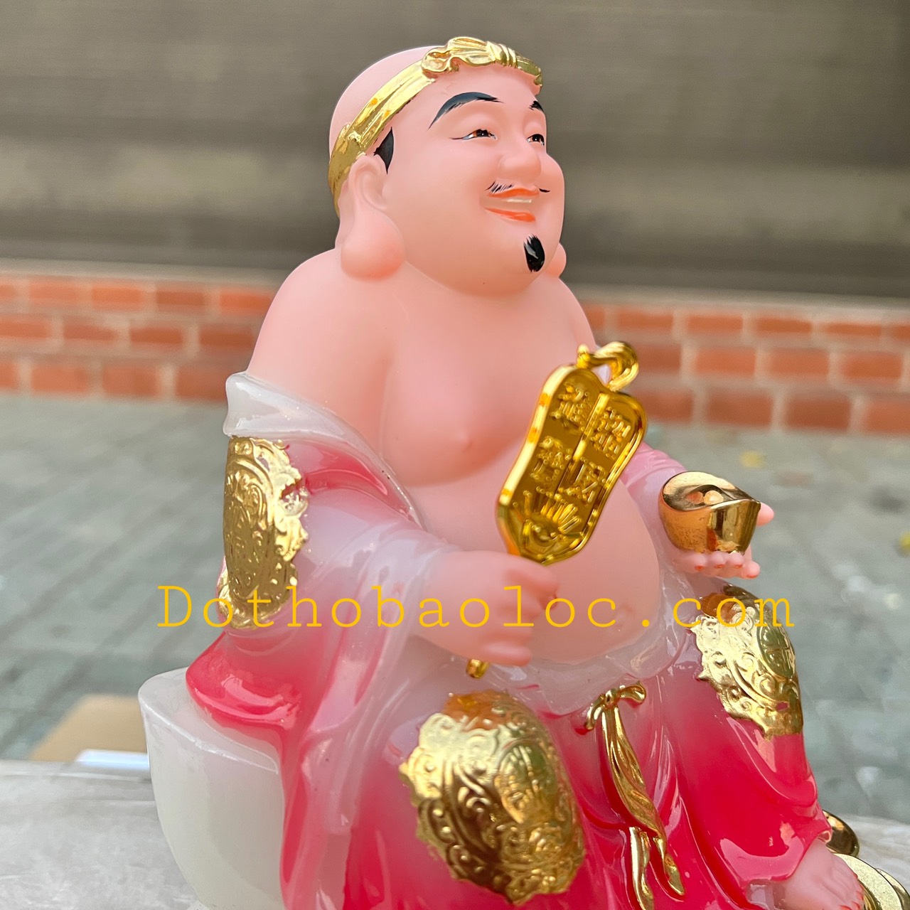 Tượng Thần tài Thổ Địa đế đá nhập khẩu cao cấp cao 20 cm – Đỏ ngọc bích